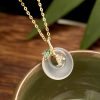 Natural Chalcedony Peace Buckle Necklace Female Chinese Style