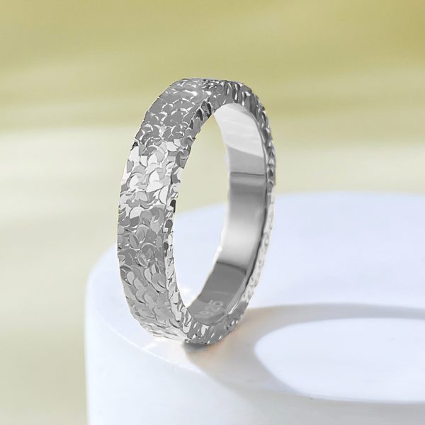 S925 Entire Sterling Silver Crushed Ice Ring