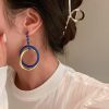 925 Silver Needle Baked Lacquer Circle Ring Earrings