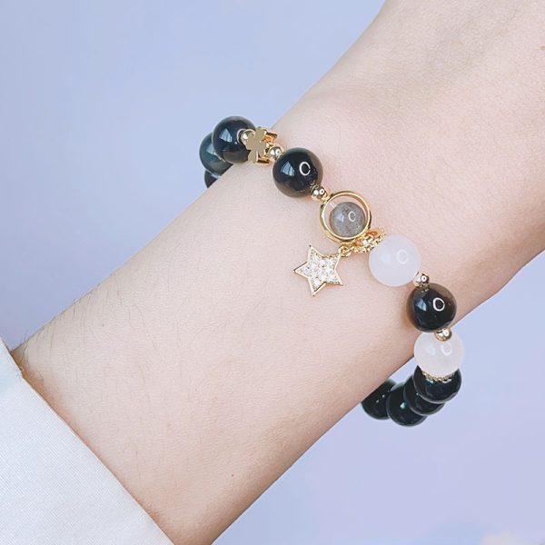 Sweet Cool Style Silver Stone Bracelet Personality Little Sister