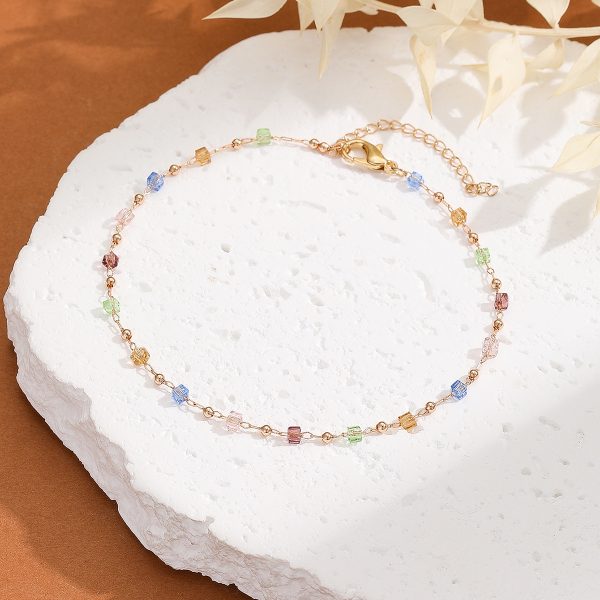 Colorful Crystal Anklet Multicolor Bohemian Geometric Female Beach