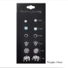 Retro earrings set combination Elephant triangle earrings 6 pairs of earrings combination card set