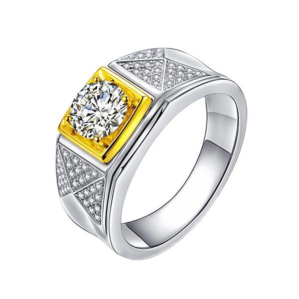 Triangle Diamond-studded Ring Gold Two-tone Elegant Three-dimensional Ring