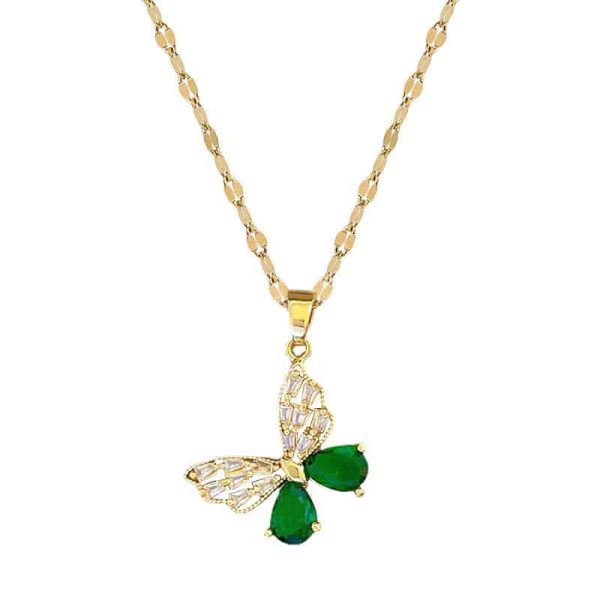 Hollow Butterfly Necklace And Earrings Suite Light Luxury Micro-inlaid Personality