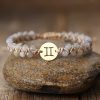Natural Stone 12 Constellation Stainless Steel Hand-woven Couple Bracelet