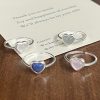 S925 Silver Minimalist Natural Crystal Ore Mini Heart Ring