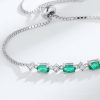 Elegant Egg-shaped S925 Silver Cultivation Emerald Bracelet