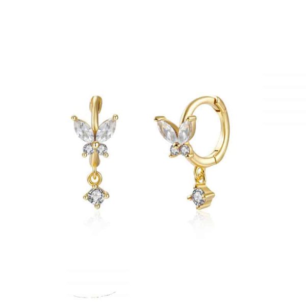 S925 Silver Needle Set Zircon Butterfly Earrings