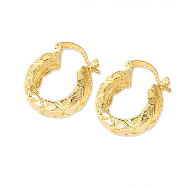 Fashionable All-match Diamond Circle Copper Earrings