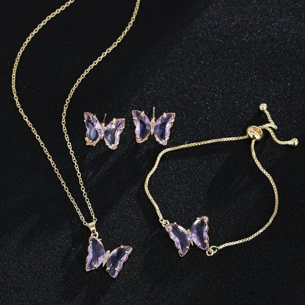 New Butterfly Necklace Jewelry Set