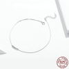 Sterling Silver Anklet Round Beads White Gold Plated S925 Simple
