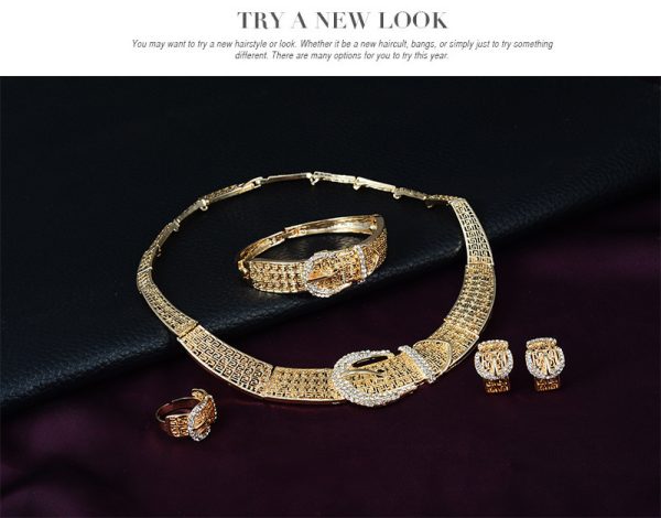 Popular Fashion Jewelry Necklace Earrings Four-piece Set