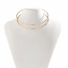 Simple Clavicle Chain Open Line Geometric Neck Ring Metallic