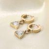 Triangular Zircon Drop Hoop Earrings