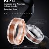 Hair 8mm Wood Leather Ugyen Ring Men's Tungsten Gold Jewelry