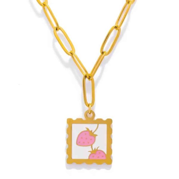 Fruit Plant Jade Necklace Pendant Gold Plated Color Retention 18K