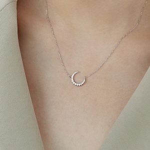 Women's Crescent Zircon S925 Sterling Silver Necklace