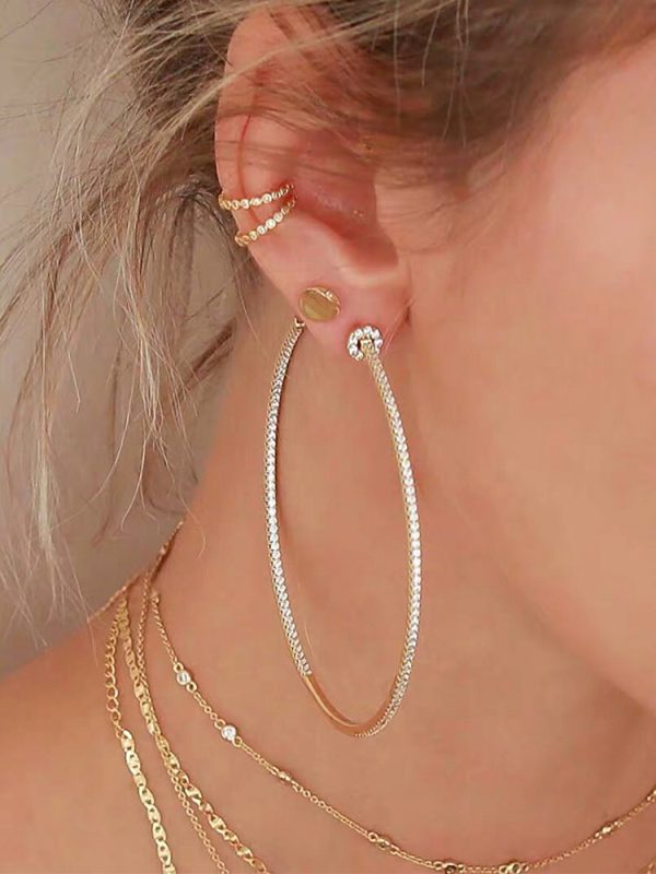Large Circle Exaggerated Statement Full Diamond Earrings