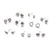 Women's Fashion Love Wings Flower Earrings 9 Piece Set