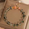 Green Phantom Quartz Crystal Female Niche Mori Style Simple Calabash Pendent Bracelet