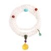 Blue Light Glass Moonstone 108 Prayer Beads Jewelry Women's Beeswax Bracelet
