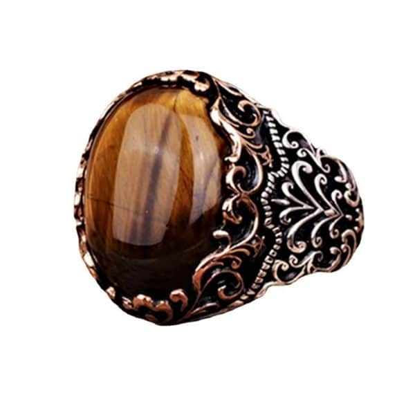 Punk Glyph Tiger Stone Ring