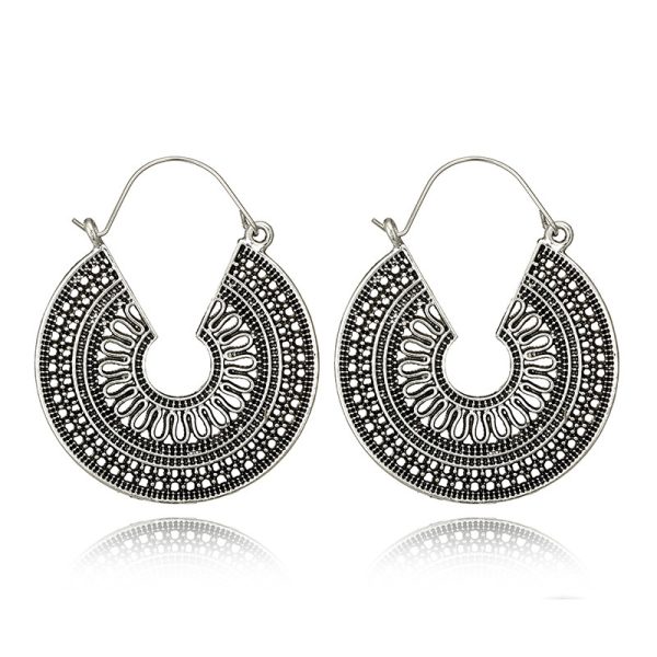 Ethnic Style Flower Basket Circle Earrings