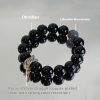 Natural Silver Stone Bracelet Vintage Natural Obsidian Neutral Crystal Bracelet