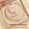 Natural Freshwater Pearl Necklace Suit Green Jade