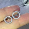 Earrings Temperament Hollowed Out Circle Zircon Full Of Drill Ear Studs