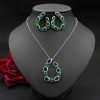 European And American Jewelry Luxury Necklace Set Diamond Zircon Emerald Earrings