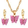 Color Acrylic Butterfly Earrings And Necklace Set