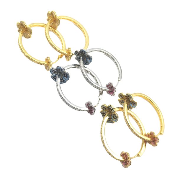 Heavy Industry Circle Colorful Flower Micro-inlaid Ear Ring