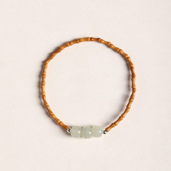 Olive Nut Bamboo Joint Hetian Jade Single Circle Bracelet Female