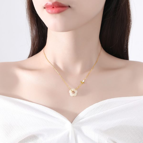 Hetian Jade Necklace Women's Sterling Silver National Style High Sense