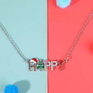 Creative New Santa Christmas Tree Letter Strings Necklace