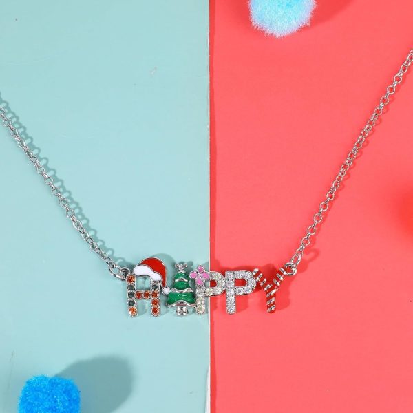Creative New Santa Christmas Tree Letter Strings Necklace