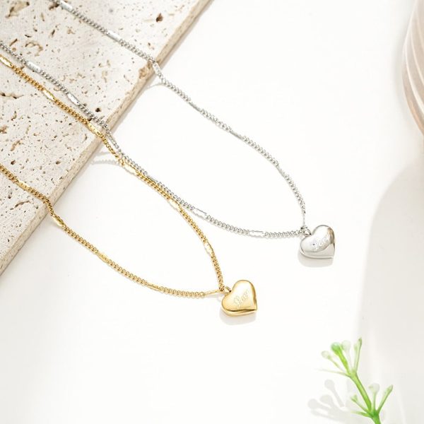 Women's Fashion Simple Stainless Steel Love Heart Necklace