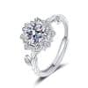 S925 Sterling Silver Flowers Four-claw Moissanite Ring