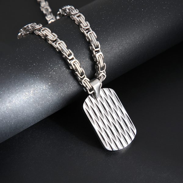 Titanium Steel Men's High-grade Water Ripple Pendant Necklace