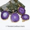 Irregular Natural Stone Gold-plated Flowers Pendant
