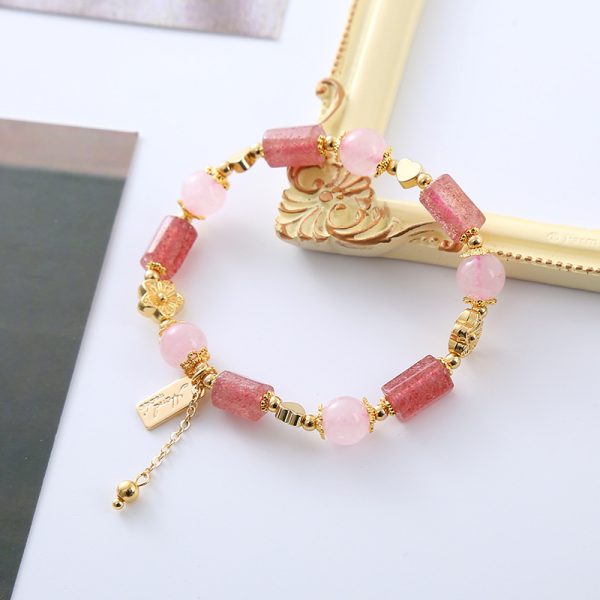 Strawberry Crystal Sweet Bracelet With A Little Heart