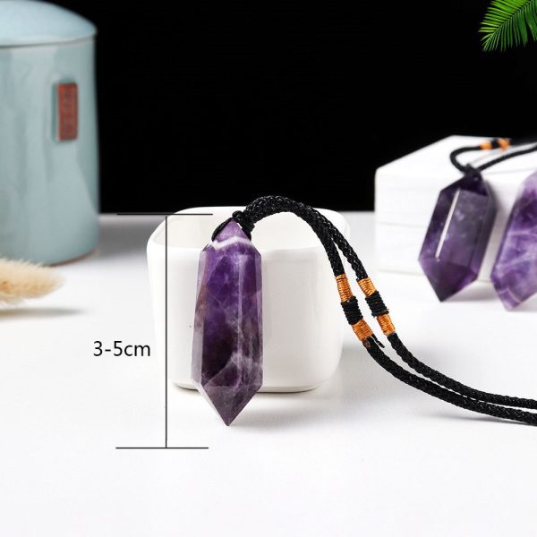 Natural Dream Amethyst Double Pointed Crystal Column Pendant Jewelry Power Stone