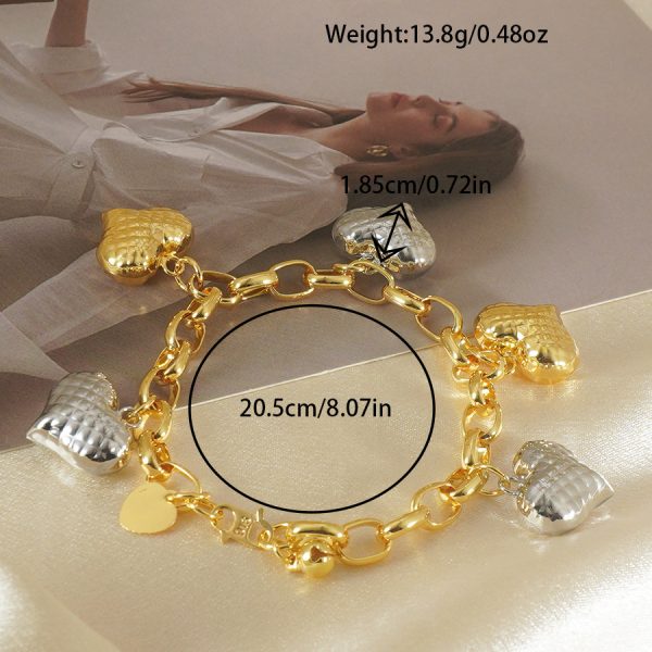 Light Luxury Graceful Personality Two-color Copper Plating Peach Heart Bracelet