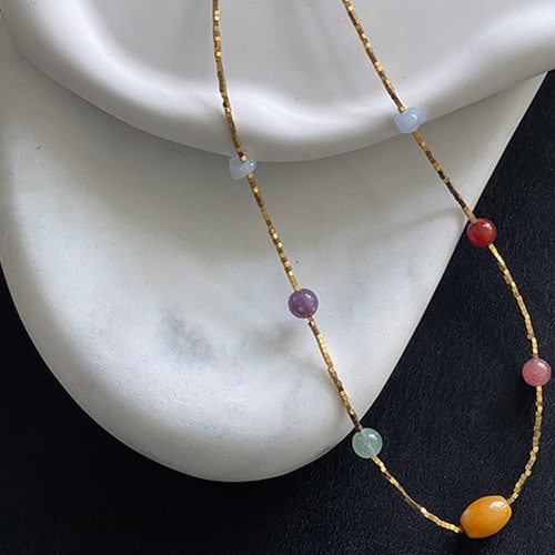 Color Agate Light Luxury Minority Advanced Sense Natural Stone Necklace