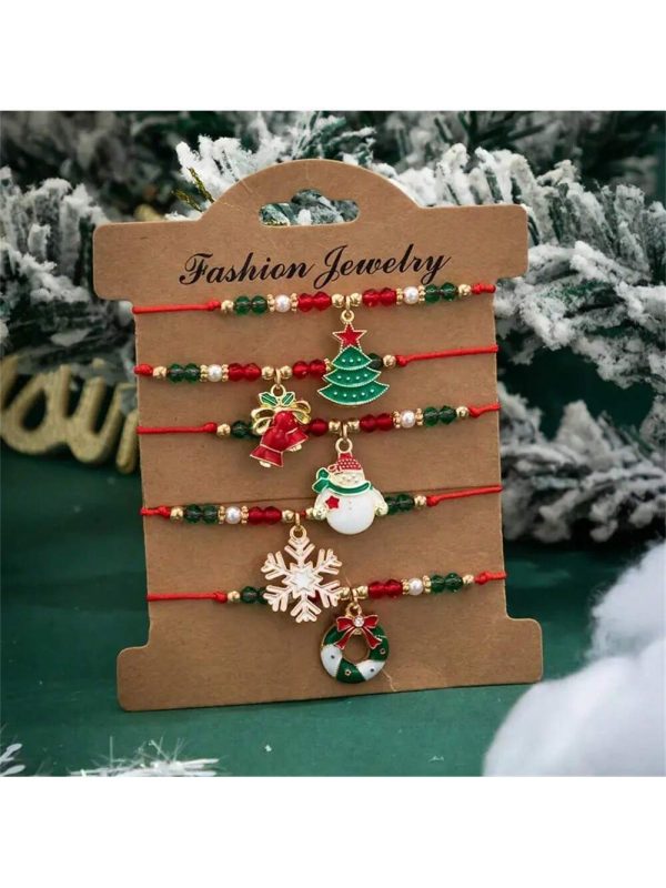 Christmas 6-pack Cute Elk Polymer Clay Bracelet Bracelet Suit