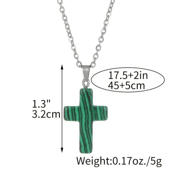 Natural Stone Agate Stone Cross Pendant Necklace