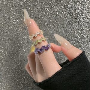 Fashion Color Open-end Zircon Ring Women
