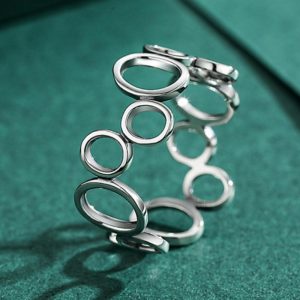S925 Silver Advanced Special-interest Design Circle Simple Bracelet Ring For Women
