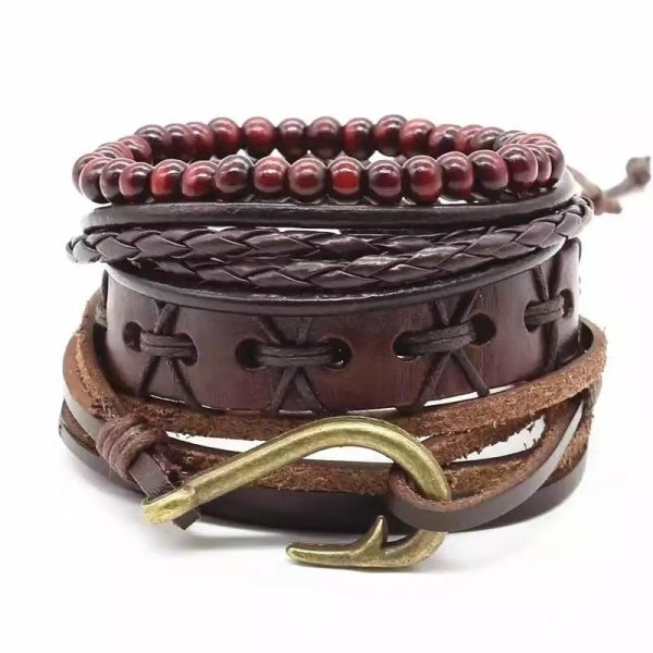 Four-piece Card Africa Map Woven Bracelet Leather